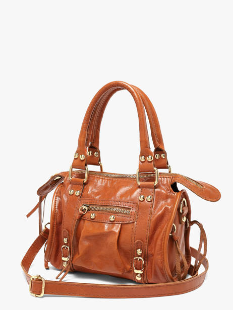 Satchel Shiny Sauvage Leather Milano Brown shiny sauvage SS24093 other view 1