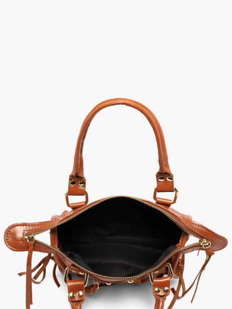 Satchel Shiny Sauvage Leather Milano Brown shiny sauvage SS24093 other view 2