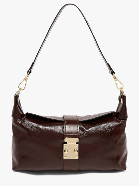 Shoulder Bag Shiny Sauvage Leather Milano Brown shiny sauvage SS26064