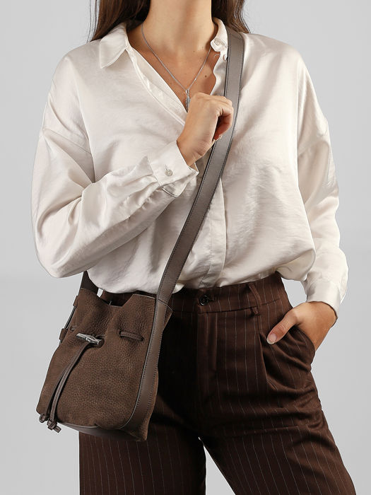 Longchamp Le roseau coulisse nubuck Sacs porté main Marron
