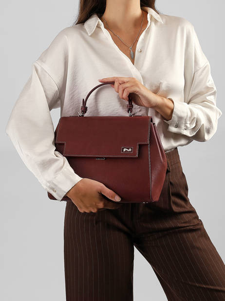 Sac Porté Main Louise Cuir Nubuck Nathan baume Rouge dynasty 1NG vue secondaire 1