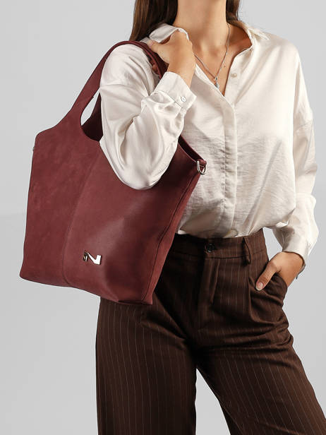 Sac Porté épaule Prague Cuir Nubuck Nathan baume Rouge riverside 2NG vue secondaire 1