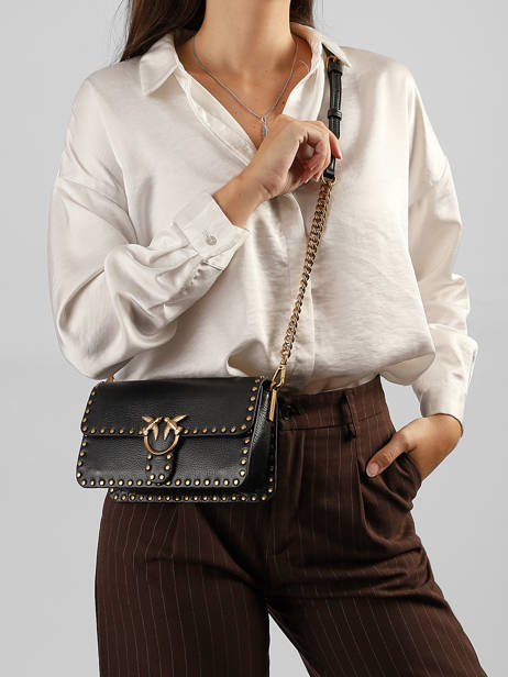 Sac Bandoulière Love Bag Icon Cuir Pinko Noir love bag icon 7665A2JG vue secondaire 1