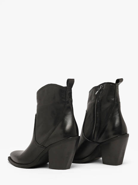 Heeled Boots Tronchetti Texani In Leather Metisse Black women XD798 other view 2