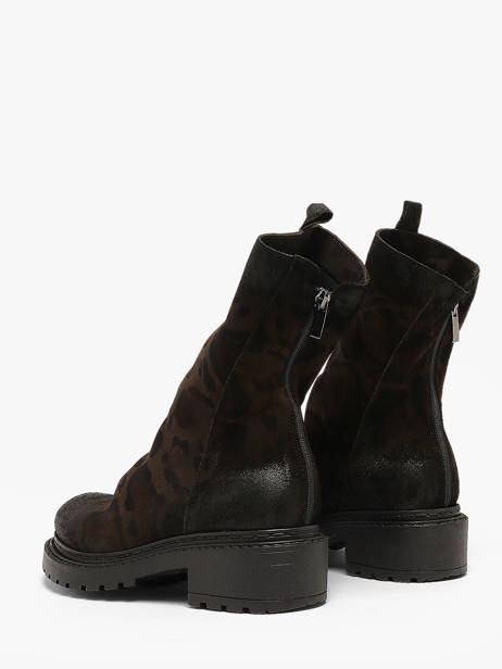 Bottines Biker En Cuir Metisse Marron women Bottines en nubuck. vue secondaire 2