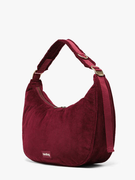 Sac Porté épaule Velours Velours Côtelé Hindbag Rouge velours V vue secondaire 1