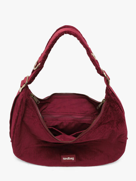 Sac Porté épaule Velours Velours Côtelé Hindbag Rouge velours V vue secondaire 2