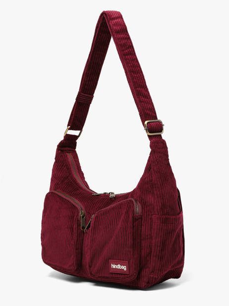 Sac Bandoulière Velours Velours Côtelé Hindbag Rouge velours V vue secondaire 1