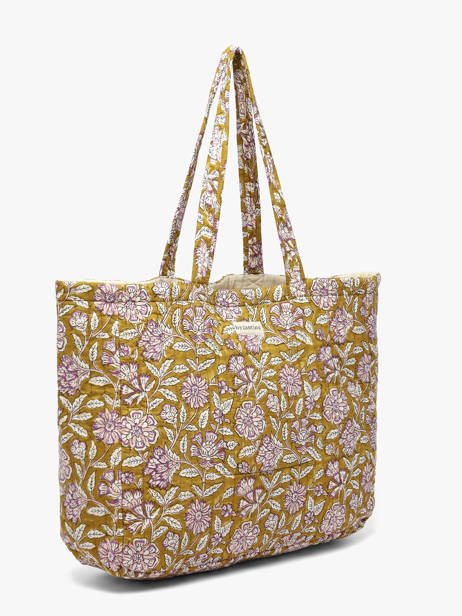 A4 Size Shoulder Bag Carthage Cotton Byzantine Green cabas CAR other view 2