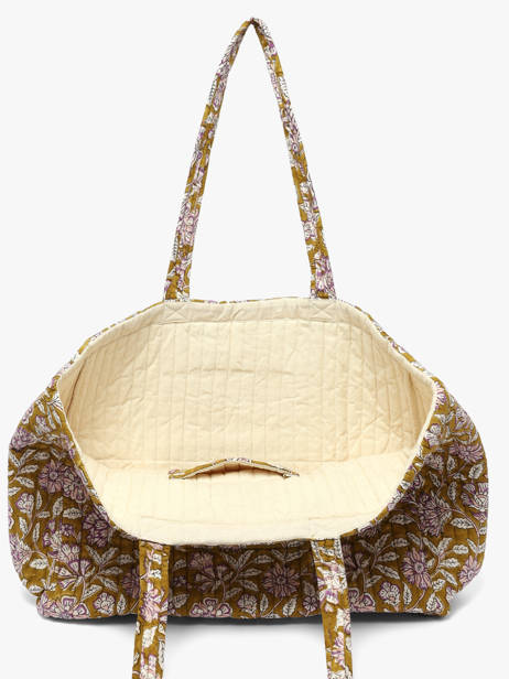 A4 Size Shoulder Bag Carthage Cotton Byzantine Green cabas CAR other view 3
