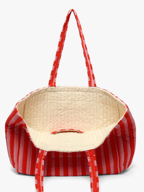 A4 Size Shoulder Bag Pacha Cotton Byzantine Red cabas PAC other view 3