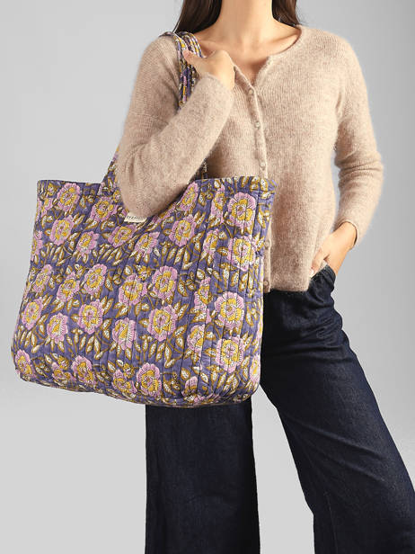 A4 Size Shoulder Bag N°113 Cotton Byzantine Multicolor cabas 113 other view 1