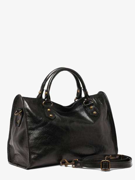 Satchel Cow Shiny Leather Basilic pepper Black cow shiny BCOS22 other view 1