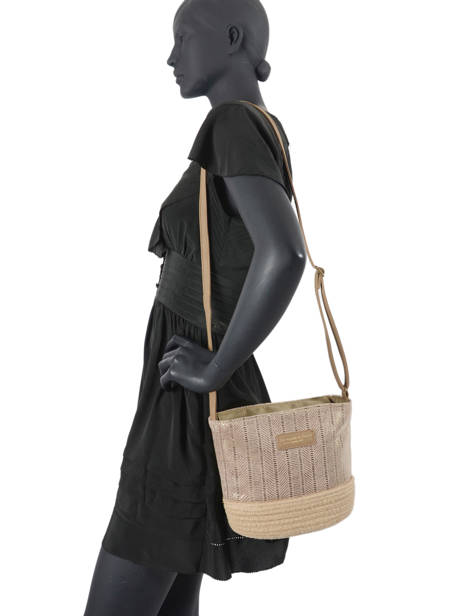 Sac Bandoulière Irisé Le voyage en panier Beige guimauve PM289 vue secondaire 2