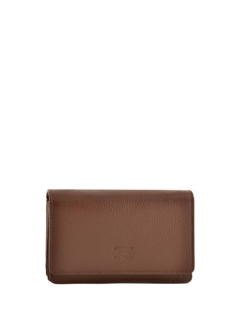 Leather Caviar Flap Wallet Crinkles Brown caviar 14049