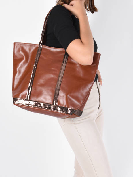 Grand Cabas Cuir Zippé Vanessa bruno Marron cabas cuir 2V40409 vue secondaire 1