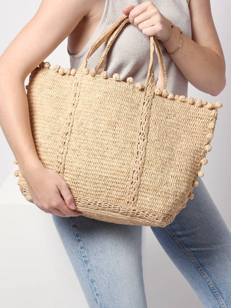 Sac Le Cabas Raphia Pompon Vanessa bruno Beige cabas raphia 75V40414 vue secondaire 1