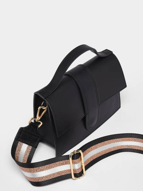 Striped Leather Shoulder Strap Milano Black nine NI2112RA other view 2