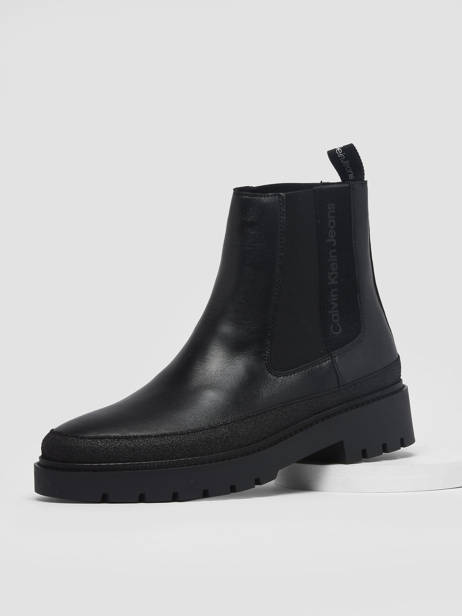 Chelsea Boots Combat Mid En Cuir Calvin klein jeans Noir men 545BDS vue secondaire 1