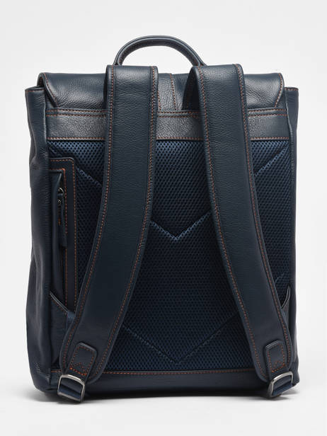 2-compartment Foulonné Backpack Leather Etrier Blue foulonne EFOU8092 other view 4