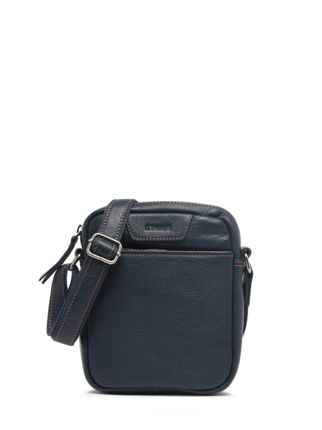 Small Leather Foulonné Crossbody Bag Etrier Blue foulonne EFOU729S