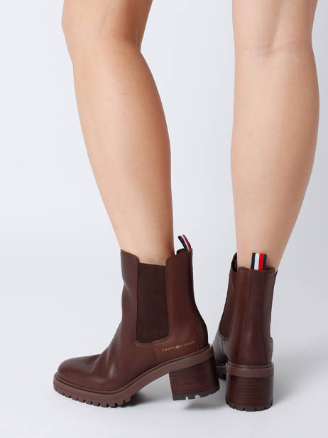 Bottines à Talon En Cuir Tommy hilfiger Marron women 6737GT7 vue secondaire 2