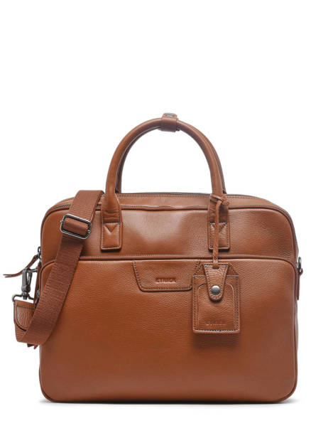 2-compartment Business Bag Foulonné Leather Etrier Brown foulonne EFOU8152