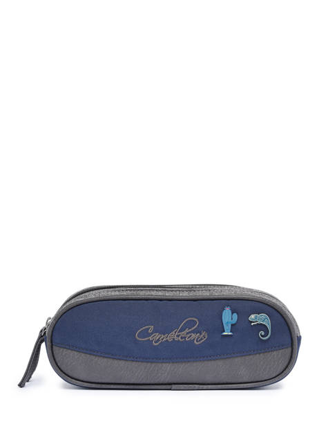 2-compartment  Pouch Cameleon Blue vintage pin's TROU other view 1