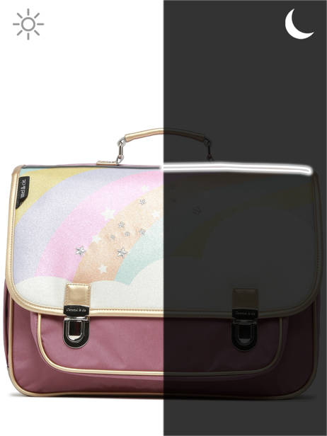 2-compartment Satchel Caramel et cie Pink boheme FI other view 5