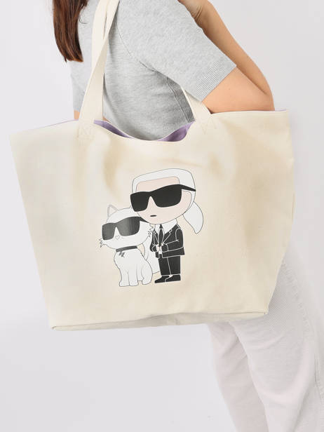 Sac Porté épaule K Ikonic 2.0 Coton Karl lagerfeld Blanc k ikonic 2.0 235W3987 vue secondaire 1